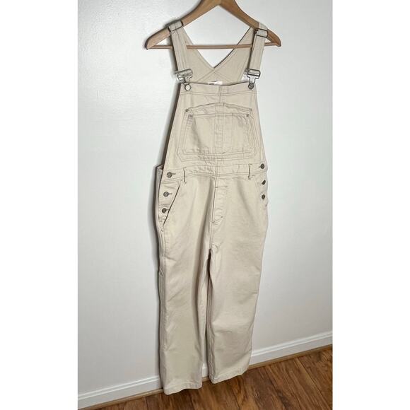 Boyish The Kenny Relaxed Overalls Womens Small Beige Pockets Cotton Neutral - Picture 5 of 16